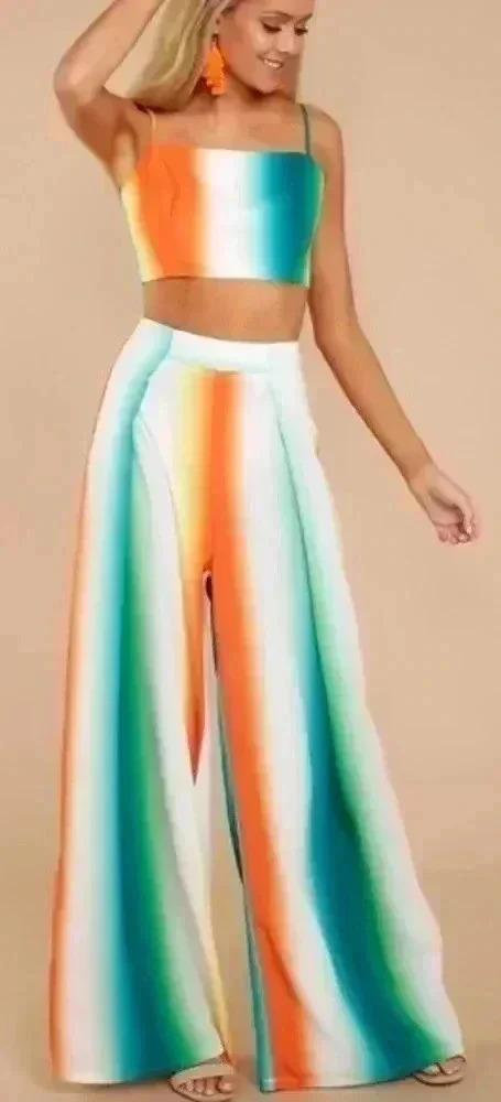 Sure To Stand Out Orange Multi Stripe 2 Piece Set - Picture 6 of 10